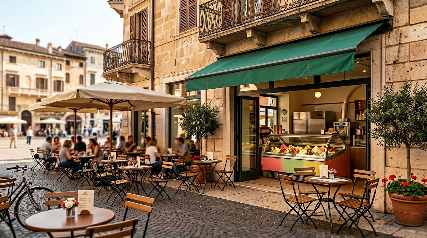 Bar Gelateria con Produzione Propria in Piazza Centrale a Verona