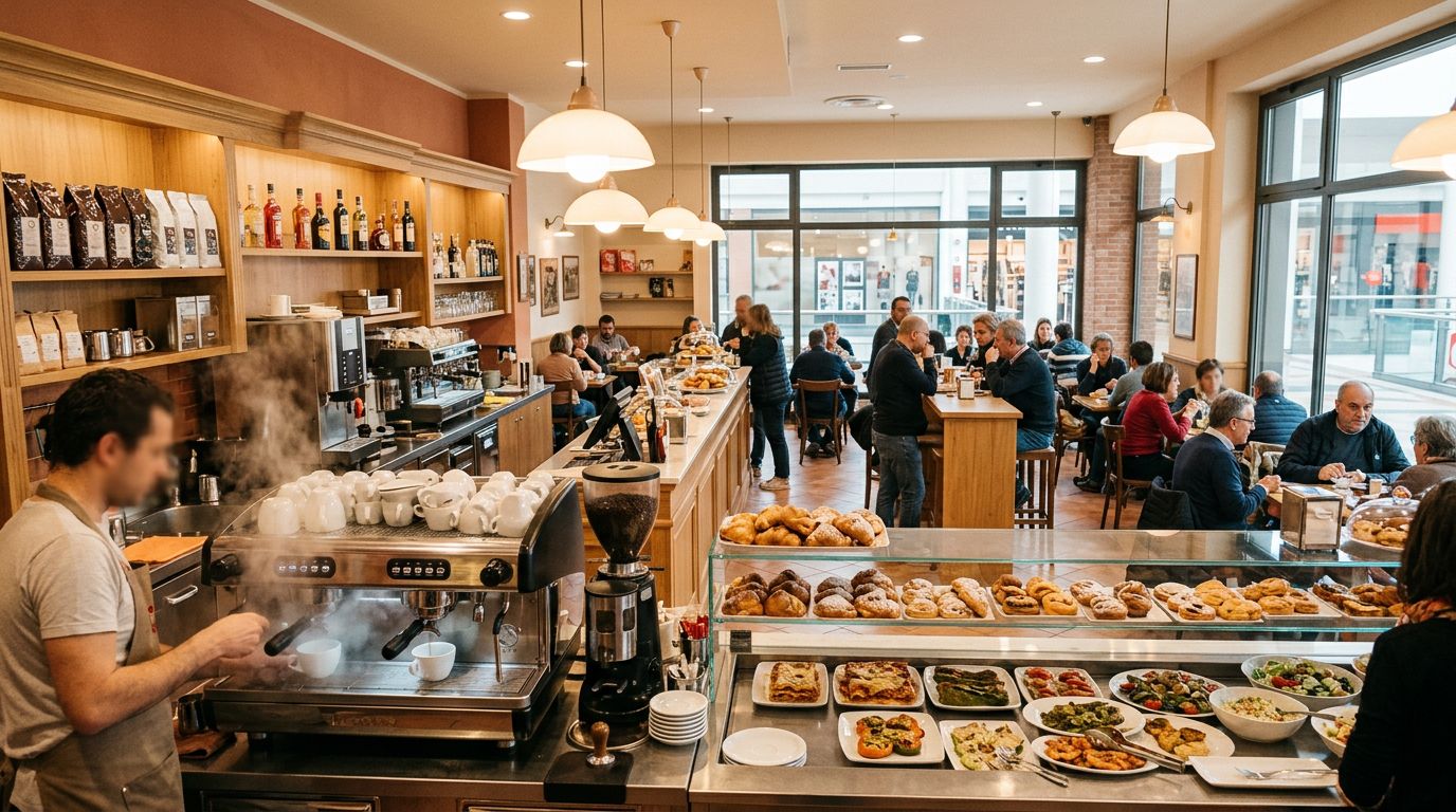 Caffetteria, tavola fredda e calda in centro commerciale a Piacenza