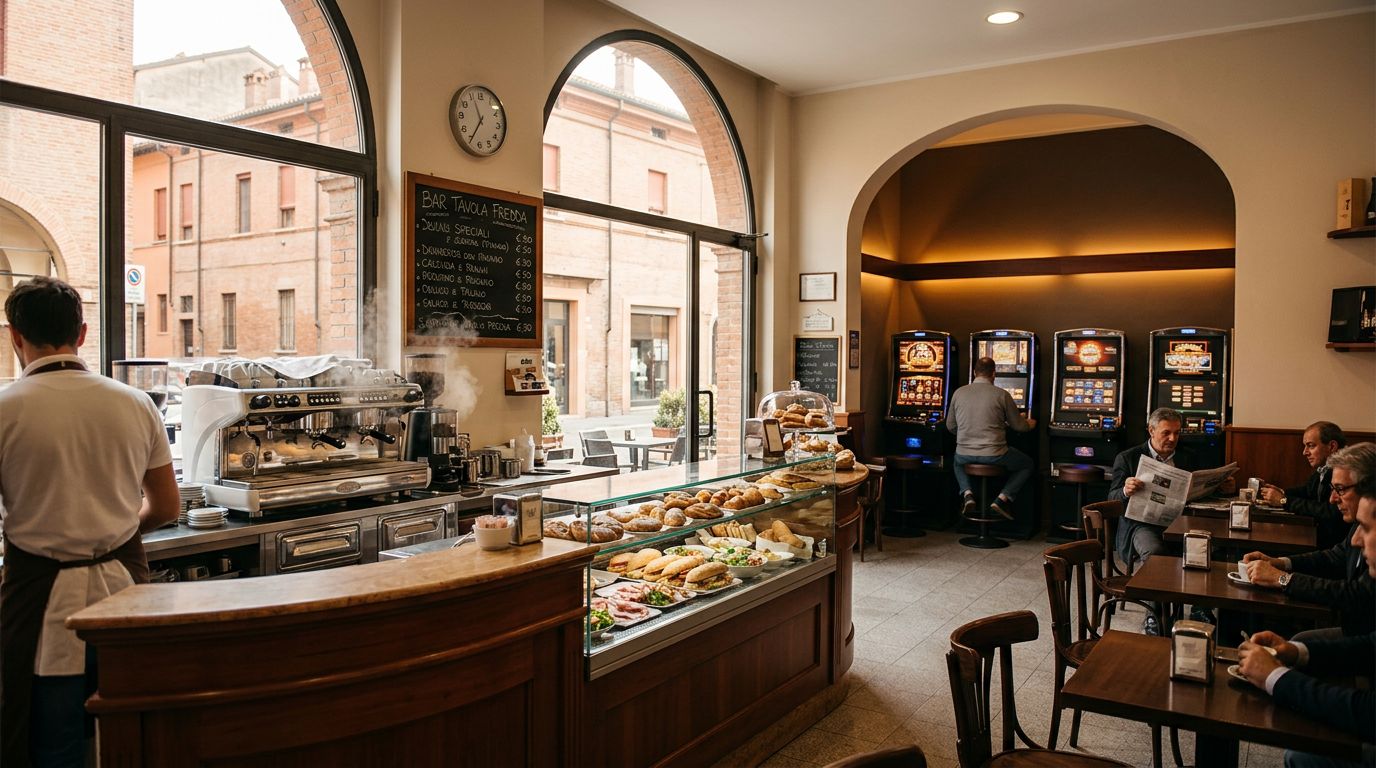 Bar Tavola Fredda con Slot in Posizione Angolare a Piacenza