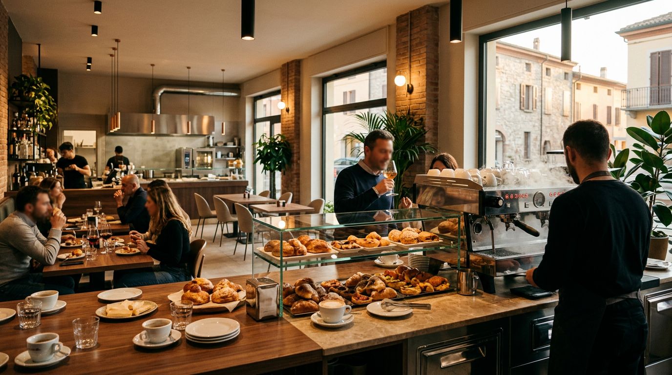 Caffetteria, aperitivi e cucina in posizione centrale a San Felice sul Panaro