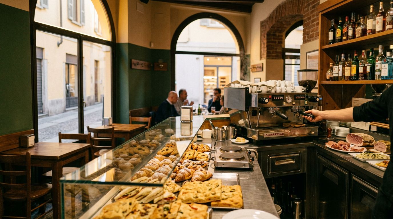 Caffetteria con tavola fredda e calda, gastronomia e drink in Monza ZTL