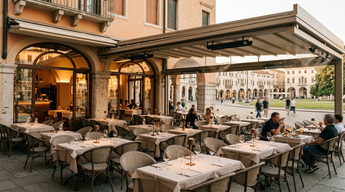 Ristobar in Prato della Valle, Padova: 70 posti interni, 130 esterni