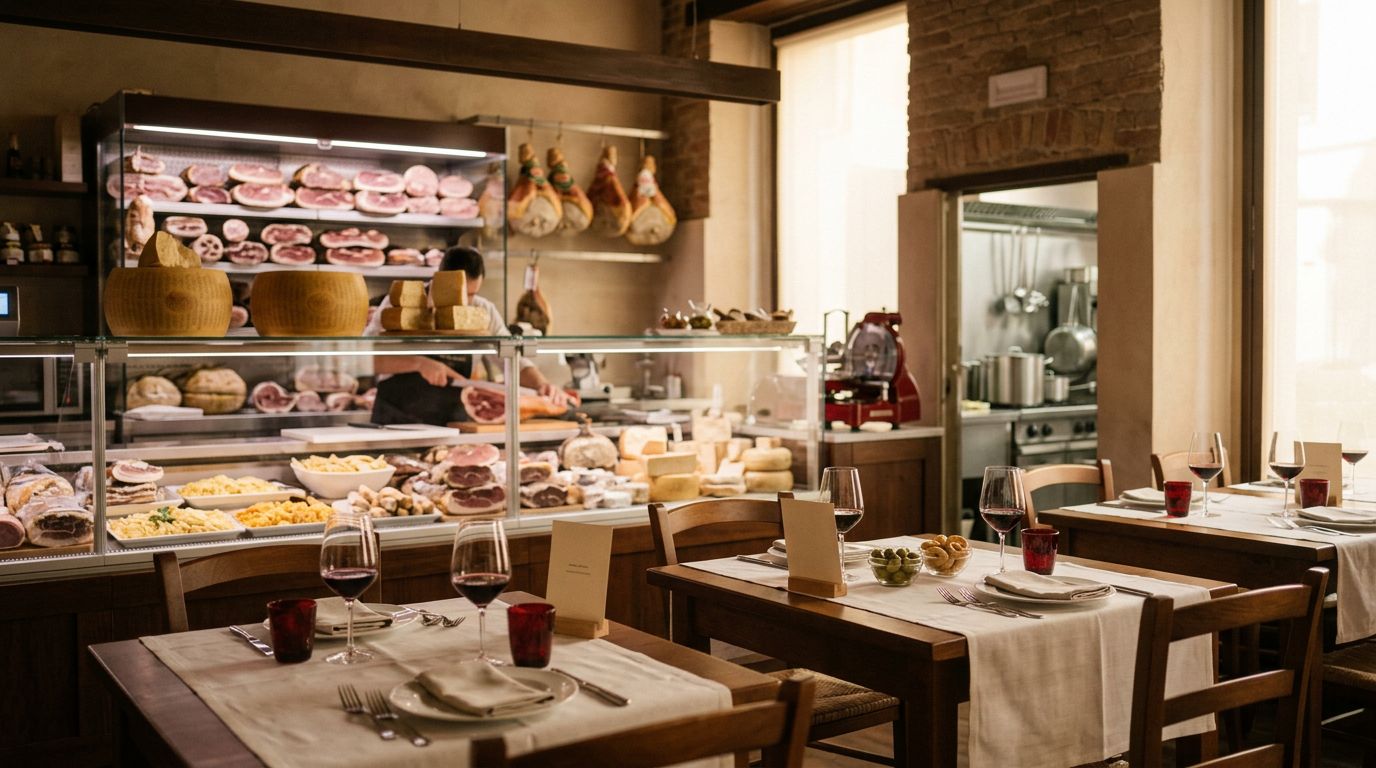 Gastronomia, salumeria con servizio al tavolo a Parma