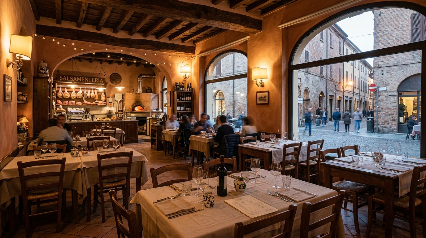Ristorante Pizzeria Salsamenteria in Busseto, Posizione Centrale