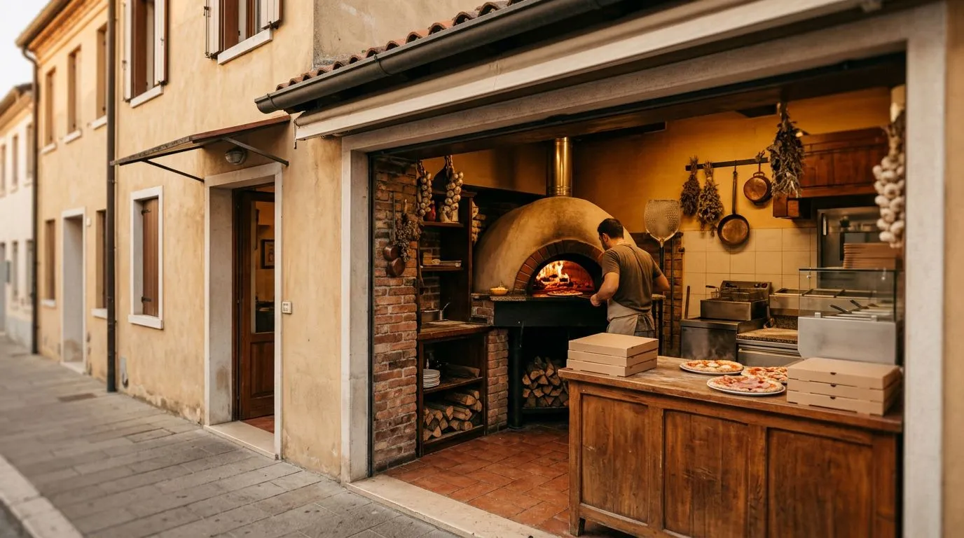 Storica pizzeria d'asporto a Martellago con forno a legna/gas