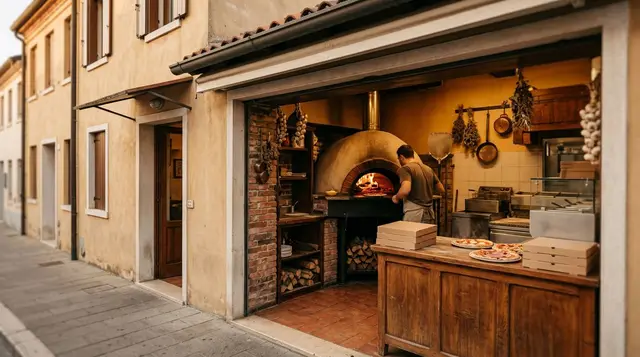 Storica pizzeria d'asporto a Martellago con forno a legna/gas