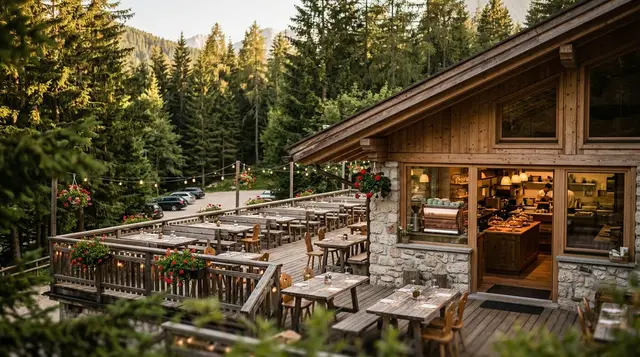 在Cortina d'Ampezzo山区的带厨房的Risto Bar