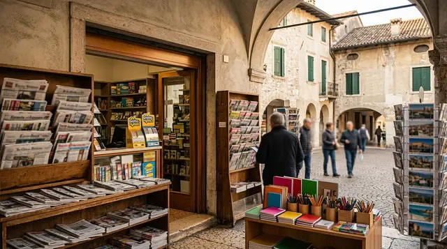 Edicola storica con cartoleria nel cuore di una cittadina veneta